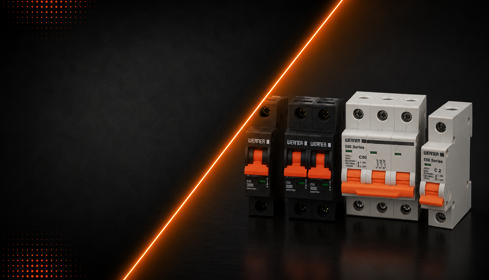 Werner miniature circuit breaker on DIN rail