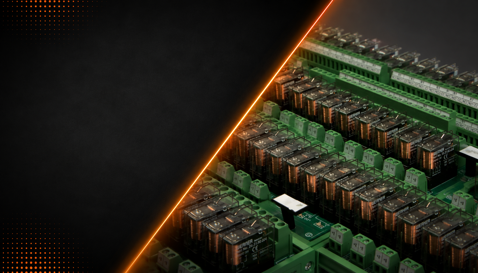 Werner slim PLC interface relay modules on DIN rail
