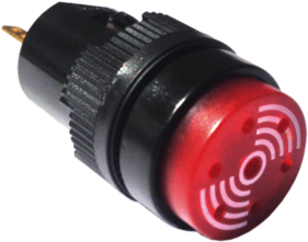 40 Series ø16 mm panel-mount buzzer — red audible indicator