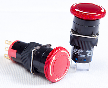 40 Series ø16 mm emergency stop pushlock turn-reset switch — red mushroom