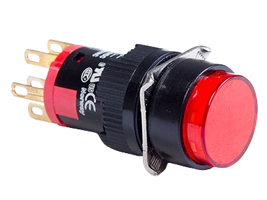 40 Series ø16 mm push button switch — round red opaque button