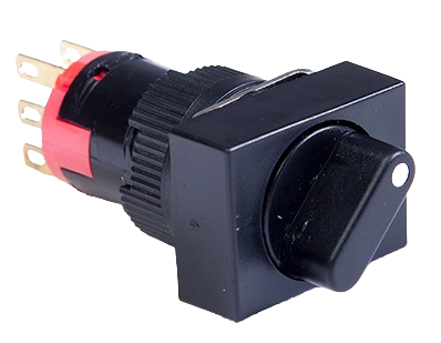40 Series ø16 mm selector switch — black square knob