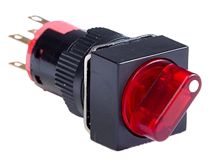 40 Series ø16 mm illuminated selector switch — red lens