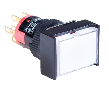 40 Series ø16 mm illuminated push button switch — rectangular clear lens